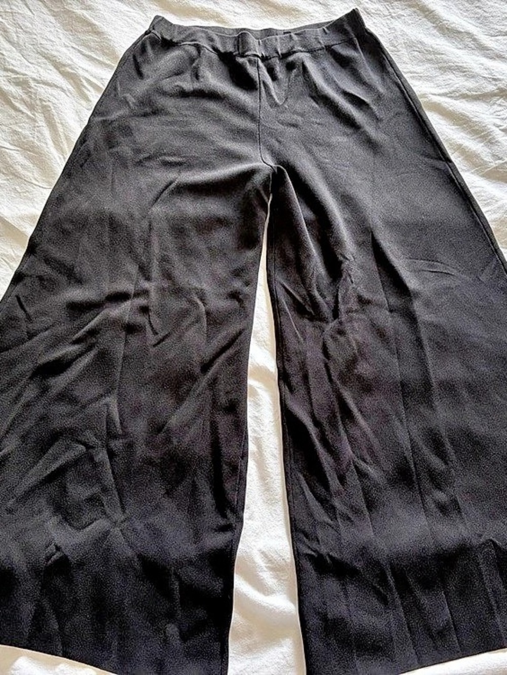 Theory Women’s Black Cropped Wide-Leg Palazzo Gaucho Jersey Pants Medium